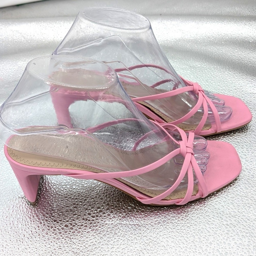 BP. Pink Strappy Kitten Heel Sandals Square Toe Minimalist Women's Size 7.5